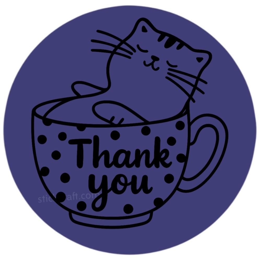 Thank You Cat Stickers Labels Boutique Packaging Thank You Seals - Picture 3 of 14